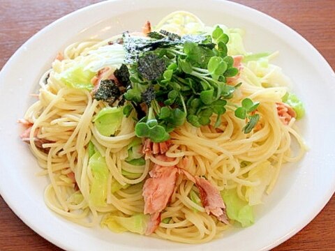 塩鮭とキャベツのスパゲッティ